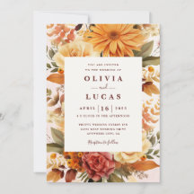 Elegante Orange Blume Frame Wedding