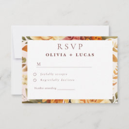 Elegante Orange Blume Frame Wedding RSVP Karte