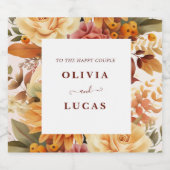 Elegante Orange Blume Frame Wedding Schaumweinetikett (Einzelnes Label)