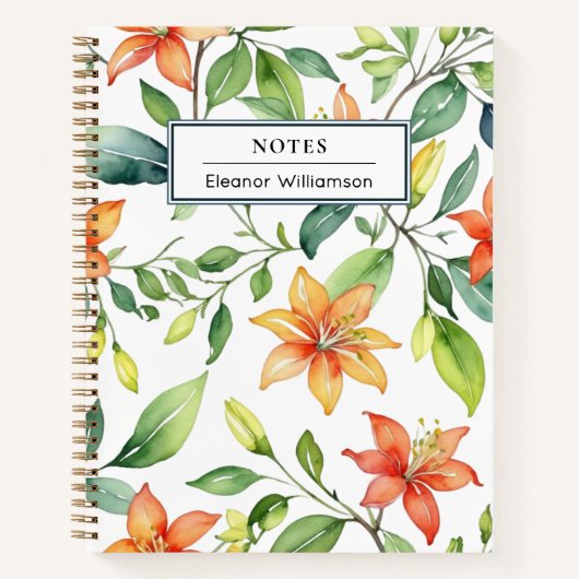 Elegante Orange Blume Garden Lover's Personalisier Notizblock (Vorderseite)