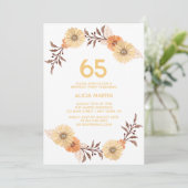 Elegante Orange Blume Gold Weißer Geburtstag Einladung (Stehend Vorderseite)