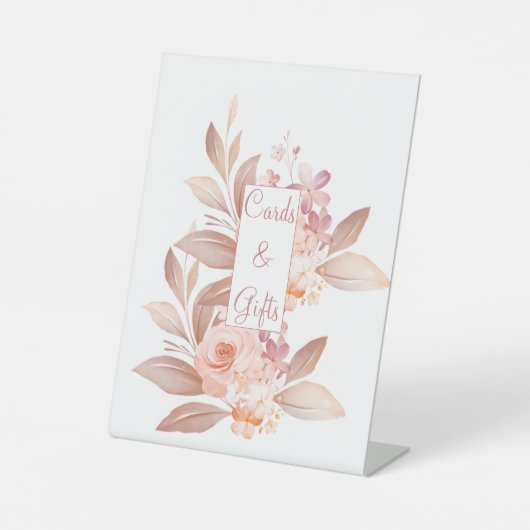 Elegante Orange Blume Hochzeitskarten und Geschenk Sockelschild (Vorderseite)