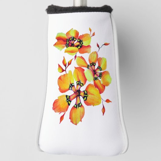 Elegante Orange Blume - Individuelle Anpassung Golf Headcover (Rotieren 90)