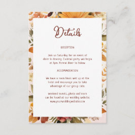 Elegante Orange Blume Rahmen Hochzeitdetails Begleitkarte