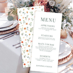 Elegante orange Blumenkarten für Hochzeiten