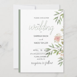 Elegante Orange Blush Rose Wasserfarbe Einladung