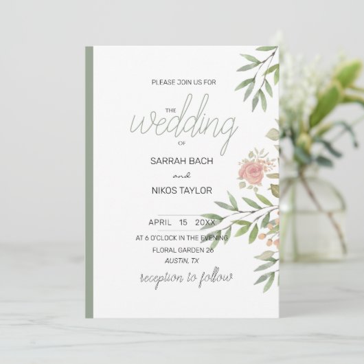 Elegante Orange Blush Rose Wasserfarbe Einladung (Stehend Vorderseite)