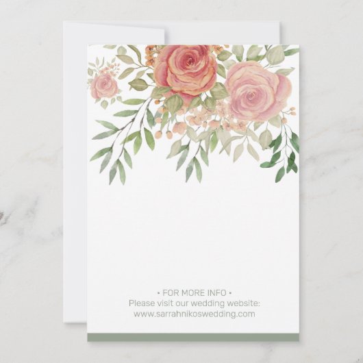 Elegante Orange Blush Rose Wasserfarbe Einladung (Rückseite)