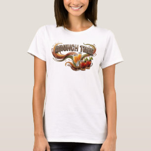 Elegante Orange BRUNCH TIME 3D-Textart T-Shirt