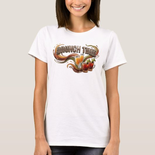 Elegante Orange BRUNCH TIME 3D-Textart T-Shirt (Vorderseite)
