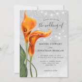 Elegante Orange Calla Lily Watercolor Hochzeit Einladung (Vorderseite)