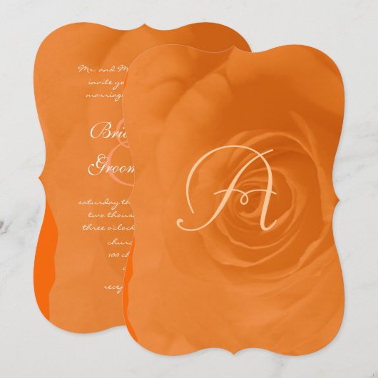 Elegante Orange Coral Rose Hochzeit Einladung (Vorne/Hinten)