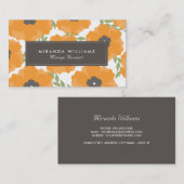 Elegante Orange Floral Business Cards Visitenkarte (Vorne/Hinten)