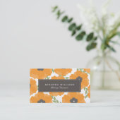 Elegante Orange Floral Business Cards Visitenkarte (Stehend Vorderseite)