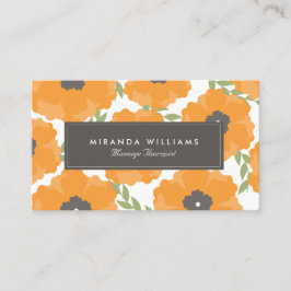 Elegante Orange Floral Business Cards Visitenkarte