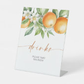 Elegante Orange Floral Drinks Sockelschild (Vorderseite)