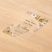 Elegante Orange Floral Wedding Acryleinladungen (Ablage )