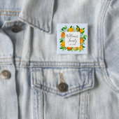 Elegante Orange Früchte und Blume Sommer Blumen Button (Beispiel)