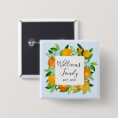 Elegante Orange Früchte und Blume Sommer Blumen Button (Vorne & Hinten)