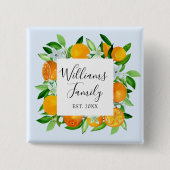 Elegante Orange Früchte und Blume Sommer Blumen Button (Vorderseite)