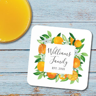 Elegante Orange Früchte und Blume Sommer Blumen Getränkeuntersetzer
