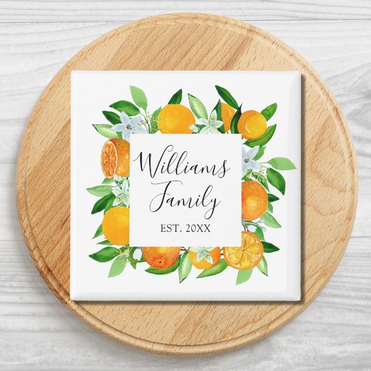 Elegante Orange Früchte und Blume Sommer Blumen Magnet