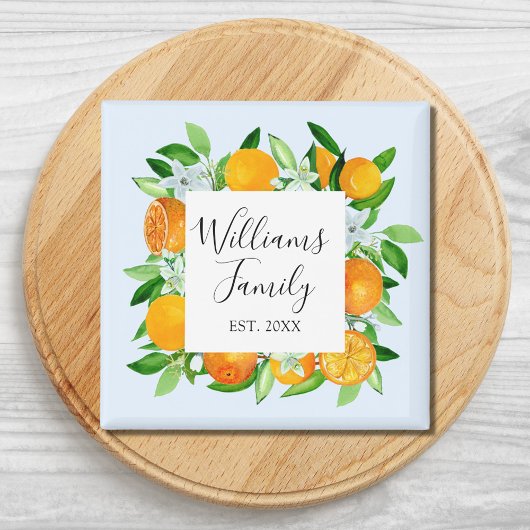Elegante Orange Früchte und Blume Sommer Blumen Magnet