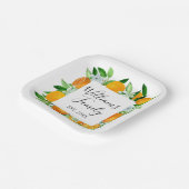 Elegante Orange Früchte und Blume Sommer Blumen Pappteller (Gewinkelt)