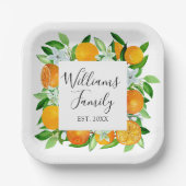 Elegante Orange Früchte und Blume Sommer Blumen Pappteller (Vorderseite)