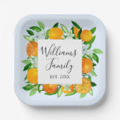 Elegante Orange Früchte und Blume Sommer Blumen Pappteller (Vorderseite)