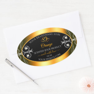 Elegante Orange Glamour Dekoration Black Product L Ovaler Aufkleber