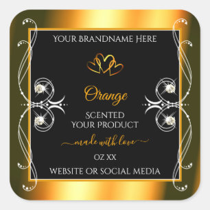 Elegante Orange Glamour Dekoration Black Product L Quadratischer Aufkleber