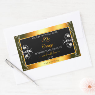 Elegante Orange Glamour Dekoration Black Product L Rechteckiger Aufkleber