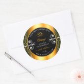 Elegante Orange Glamour Dekoration Black Product L Runder Aufkleber (Umschlag)