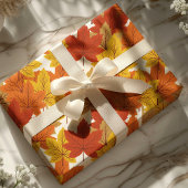 Elegante Orange & Gold Herbstlaube Geschenkpapier