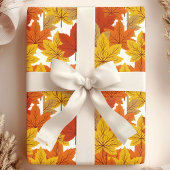 Elegante Orange & Gold Herbstlaube Geschenkpapier
