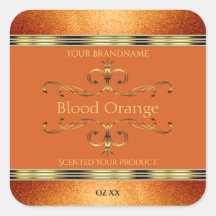 Elegante Orange Gold Produktkennzeichnungen Glitze