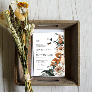 Elegante Orange & Green Watercolor Blumen Hochzeit Einladung