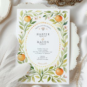 Elegante Orange Grove Watercolor Wedding Einladung