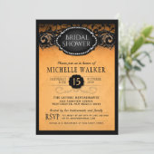 Elegante orange Halloween-Brautparty-Einladung Einladung (Stehend Vorderseite)