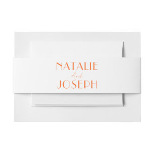 Elegante Orange Helle Fancy Minimalistische Hochze Einladungsbanderole