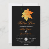 Elegante Orange Herbstlaubs Black Floral Wedding Einladung (Vorderseite)