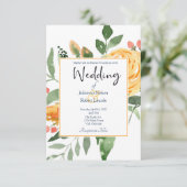 Elegante Orange Hochzeitsfeier Einladung (Stehend Vorderseite)