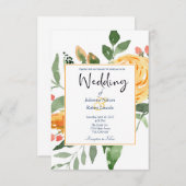 Elegante Orange Hochzeitsfeier Einladung (Vorne/Hinten)