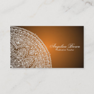 Elegante Orange Mandala Business Card Visitenkarte