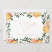 Elegante Orange Mediterranean Citrus Wedding Save The Date (Vorderseite)
