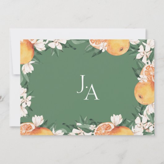 Elegante Orange Mediterranean Citrus Wedding Save The Date (Rückseite)