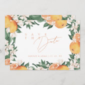 Elegante Orange Mediterranean Citrus Wedding Save The Date (Vorne/Hinten)