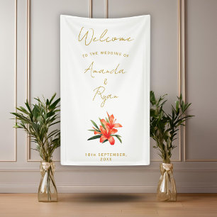 Elegante orange Oleander-Blumen-Hochzeitsbegrüßung Banner