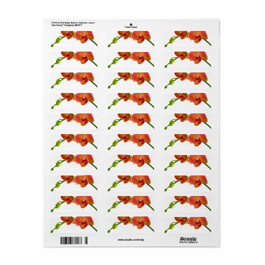 Elegante Orange Orchids Custom Blank Labels (Vorne)